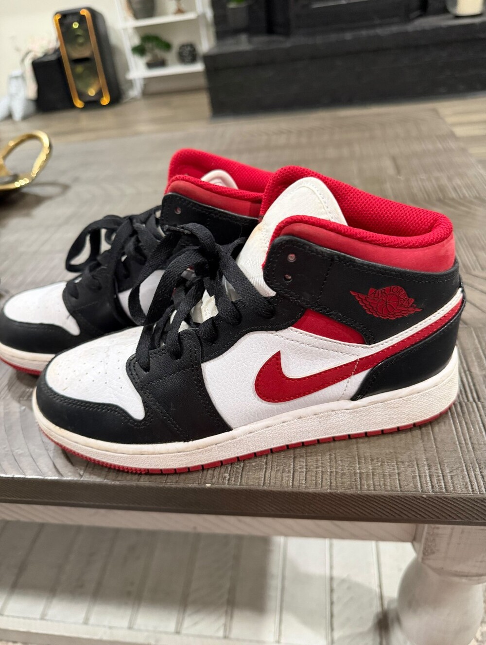 Kids Nike Air Jordan 1 Mid - White/Black/Red